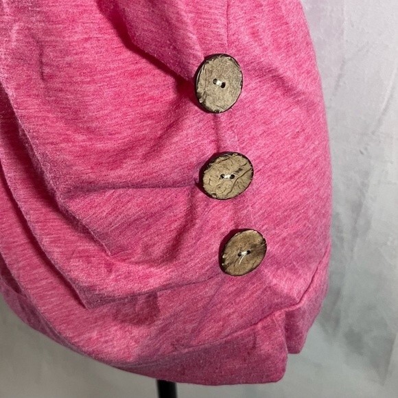Pink short sleeve button side knit top size small - Picture 2 of 5
